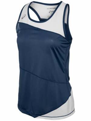 ASICS Women's Gunlap Singlet NEW Size Large Navy/White Sleeveless Motion Dry 