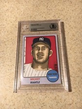 Mickey Mantle Original Art Sketch Card New York Yankees Beckett BAS True 1/1