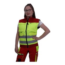 Weste Rettungsdienst leuchtgelb/rot mit Flausch