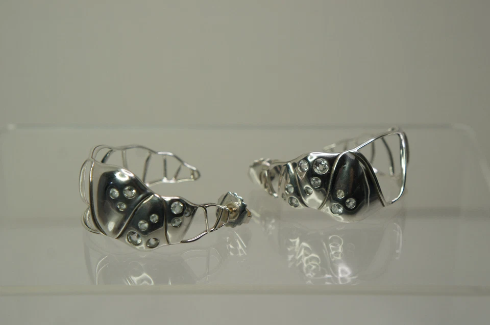 Brincos John HARDY bambu topázio branco grande argola lava prata 925 poste ret $1295 - Imagem 4 de 4