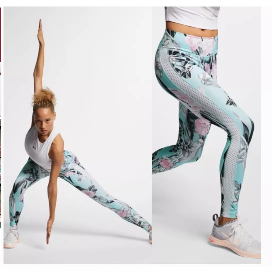 Nike Black Hyper Femme Floral Logo Leggings | ASOS