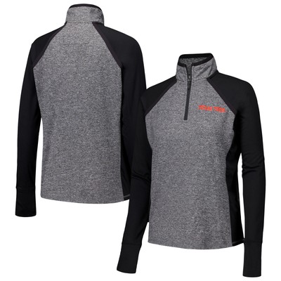 Women's Black/Heather Gray Texas Tech Red Raiders Finalist Raglan Quarter-Zip