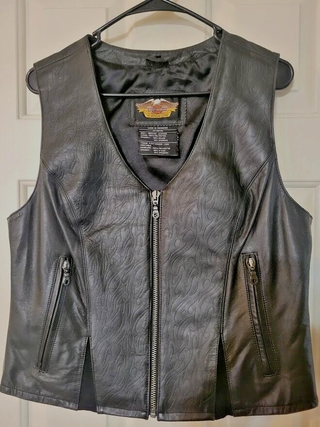 Embossed leather shop vest