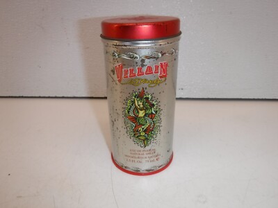 VINTAGE VILLAIN BY ED HARDY Empty Tin CAN with Lid
