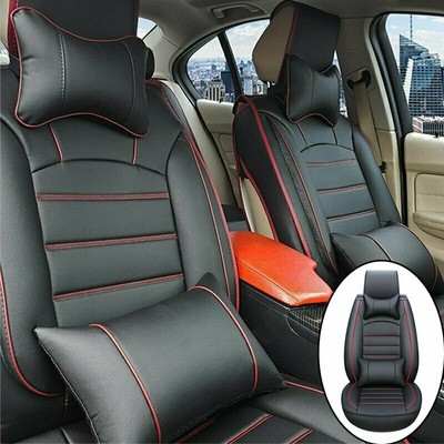Car Seat Cover 5-Seat SUV Cushions Front /& Rear Set W//Pillows PU Leather 100/%