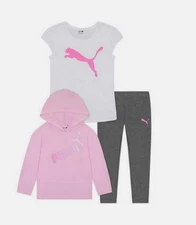 PUMA Girls' Youth 3-piece Set( GRAY PINK M 10/12)NWT