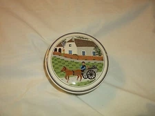 Villeroy & Boch Design Naif Amish Farmer Man w/ Turkey and Wagon TRINKET BOX 