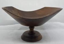 Lebanon Supply Company Pedestal Bowl Heirloom Walnut Ware 6.75 in height
