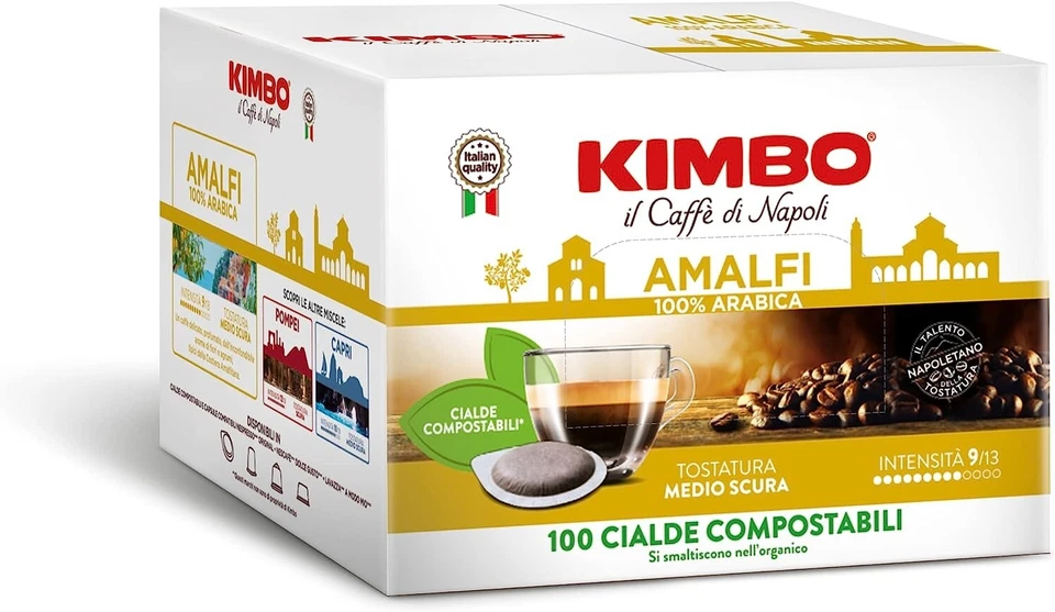 100 Cialde Kimbo Amalfi 100% Arabica - Cialde Compostabili ESE - Armonia