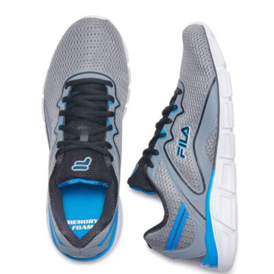 NWB Fila Memory Vernato Running Shoes Men's Size Sneakers  Gray/Black/Blue