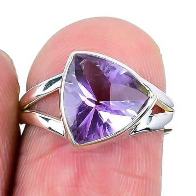 Natürlicher Amethyst Hochzeit Cluster Verlobungsring Größe 6,5 925 Sterlingsilber