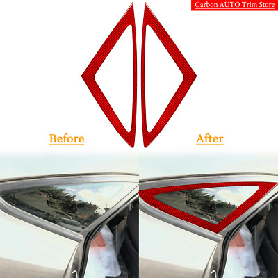 For Ford Focus 2012-2018 Red Carbon Fiber Exterior Rear Quarter Window Trim