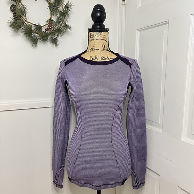 Lululemon Base Runner Long Sleeve Mini Check Pique Deep Zinfandel Size 2