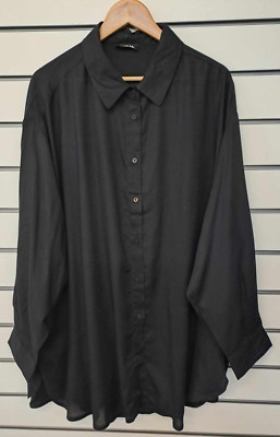 SIMPLY BE DAMEN SCHWARZES KNOPF-DURCH-SHIRT GRÖSSE 16 NEU (Ref. 589)