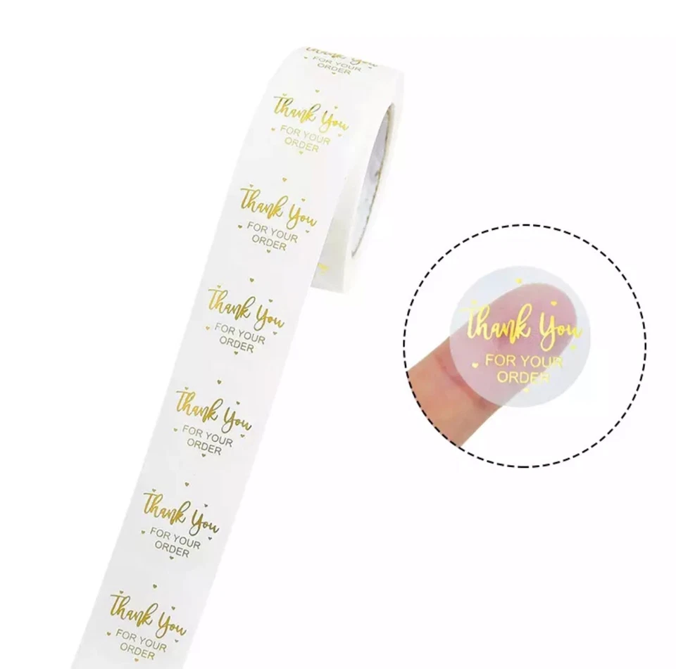 40 ' Thank You For Your Order ' Stickers Gold And White Envelope 1 Inch Round - Image 2 of 2