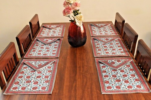 Cotton Table Placemats & Napkins For Kitchen Dining Spring Décor Set of 6 - Picture 18 of 24