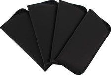 Lot of 4 Black Mens, Womens Slim No-Clip Faux Leather - EyeGlasses Case Soft