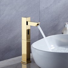12" Gold Touchless Bathroom Basin Sink Mixer Sensor Faucet Single Hole Brass Tap