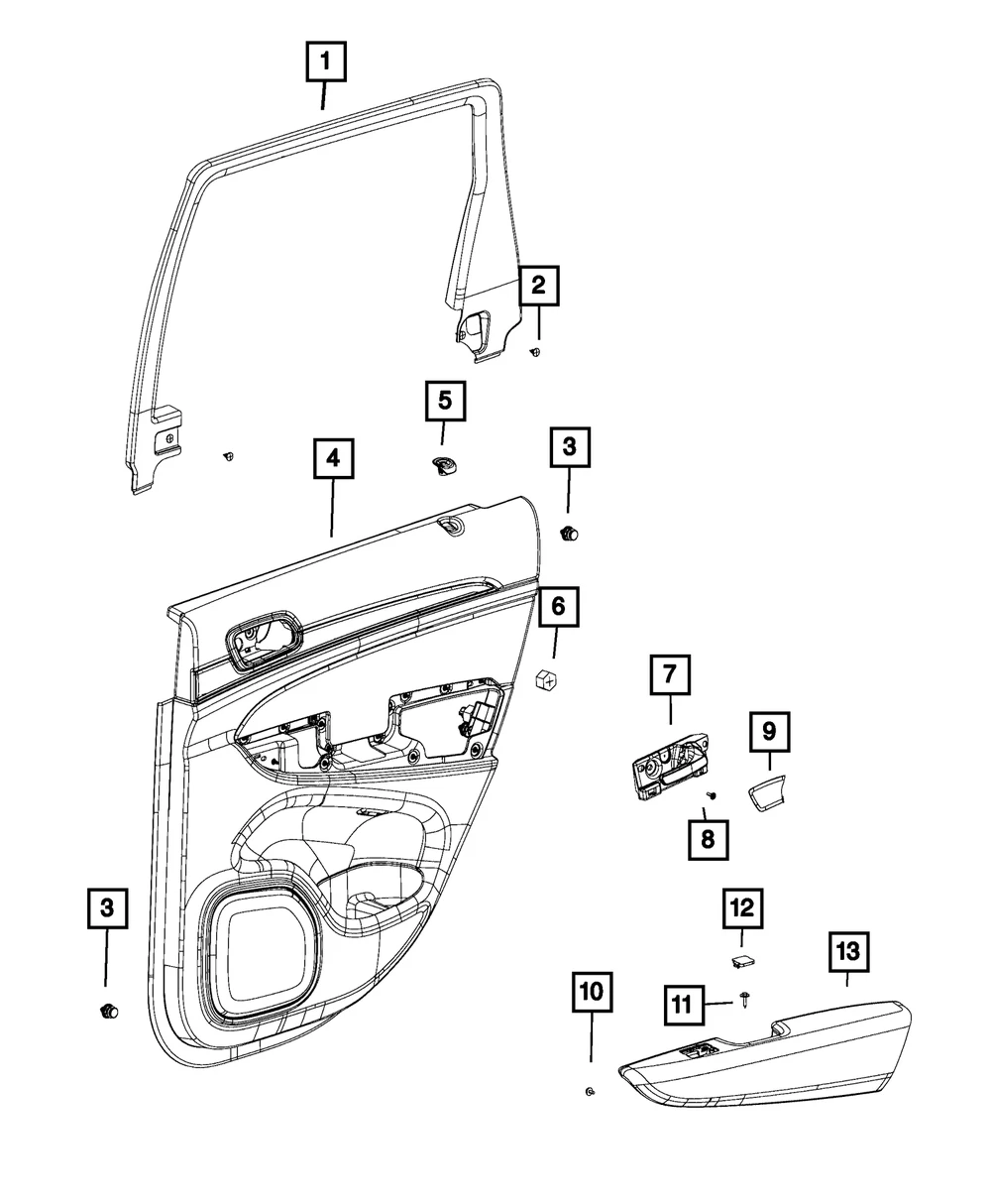 Genuine Mopar 2016-2017 Dodge Durango Door Trim Armrest Rear Left 6GF67XR4AA