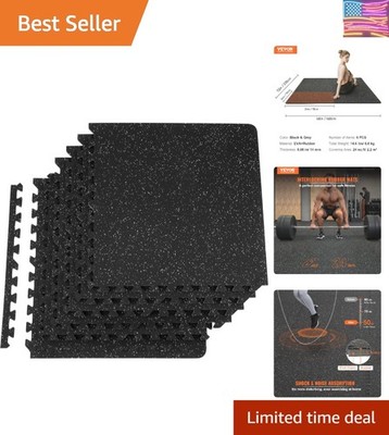 6PCS 0.56 inch Thick Gym Floor Mats, 24'' x 24'' EVA Foam & Rubber Top Interloc...