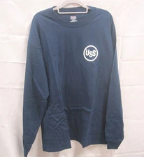 US Steel Mens Size XL 100% Cotton Navy Blue Long Sleeve Work Shirt 