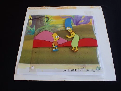 Original The Simpsons Bart and Marge Cartoon Production Art Cel