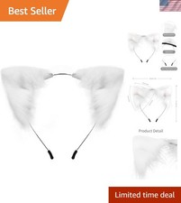 Handmade White Fox Wolf Cat Ears Headband - Perfect for Halloween and Cosplay