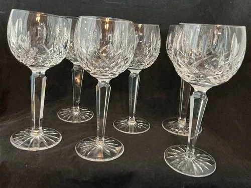 Set 6 VTG WATERFORD CRYSTAL DONEGAL WINE HOCK's- STEMWARE 7 1/2" Goblets Glasses