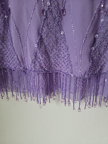 Vtg Kathryn Dianos Silk Skirt Sz 4 Lavender Purple Beaded Sequin Midi Fairy $305 - Picture 2 of 12