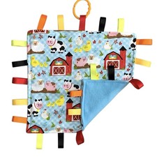 Taggie Lovey Farm Animals Ribbon Sensory Security 12 x 12 Multicolor Handmade