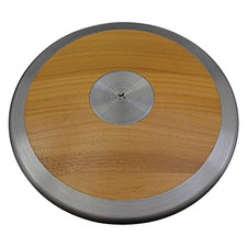 Champion Sports Wooden Practice Discus 1Kg For Junior Training Brown Silver
