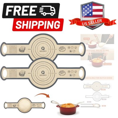 Silicone Sourdough Bread Sling Mat - 2Pcs Round Dough Baking Slings for Dutch...