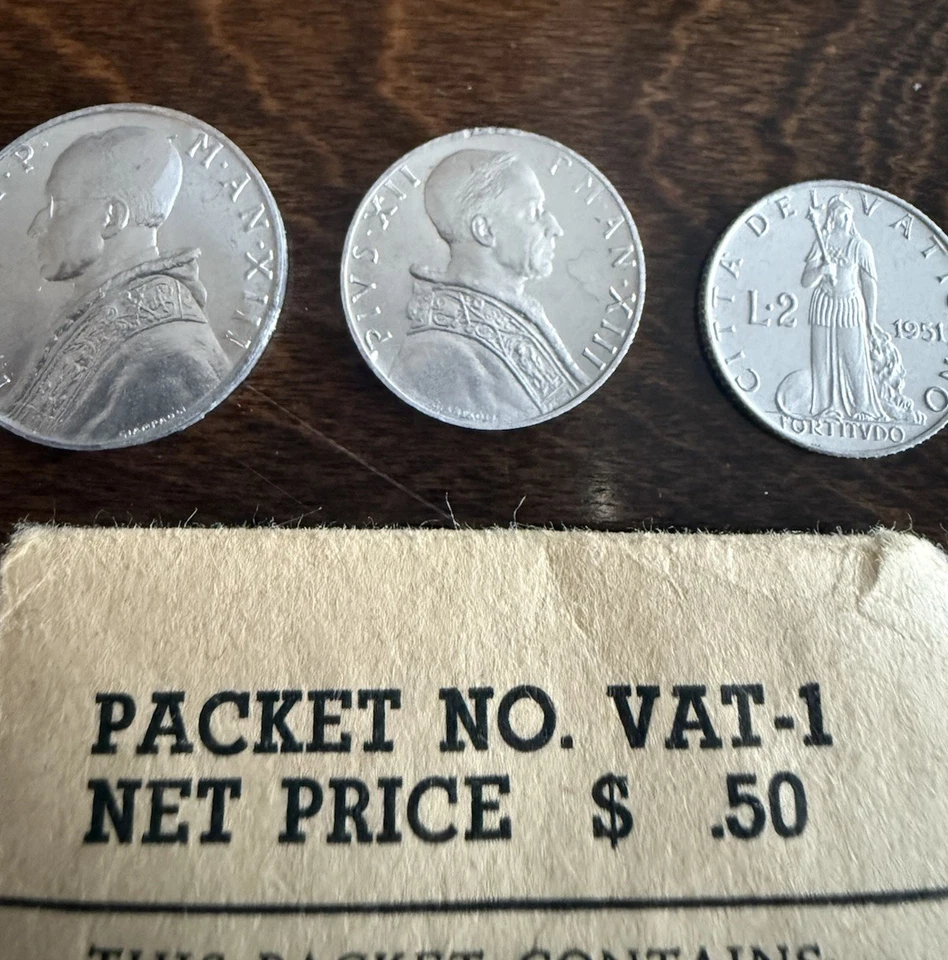 VATICAN CITY  MINOR COINS,  UNCIRCULATED, 1, 2, 5, &10 LIRE, 1951 - Image 3 of 4