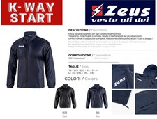 Giubbino Rain Pioggia allenamento Calcio Calcetto Rugby ZEUS Mod. START training