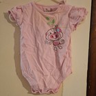 Jumping Beans Pink Cotton Knit Embroidered Monkey Ruffle Snap Bodysuit 3-6M — photo 1