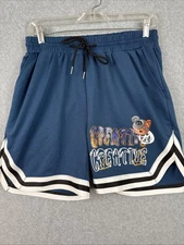 Men’s Romwe Shorts Blue Medium Creative Graphic Drawstring Pockets