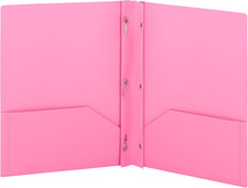 Plastic Folders with Pockets and Prongs Pink - Two Pocket Folder with Brads - 3