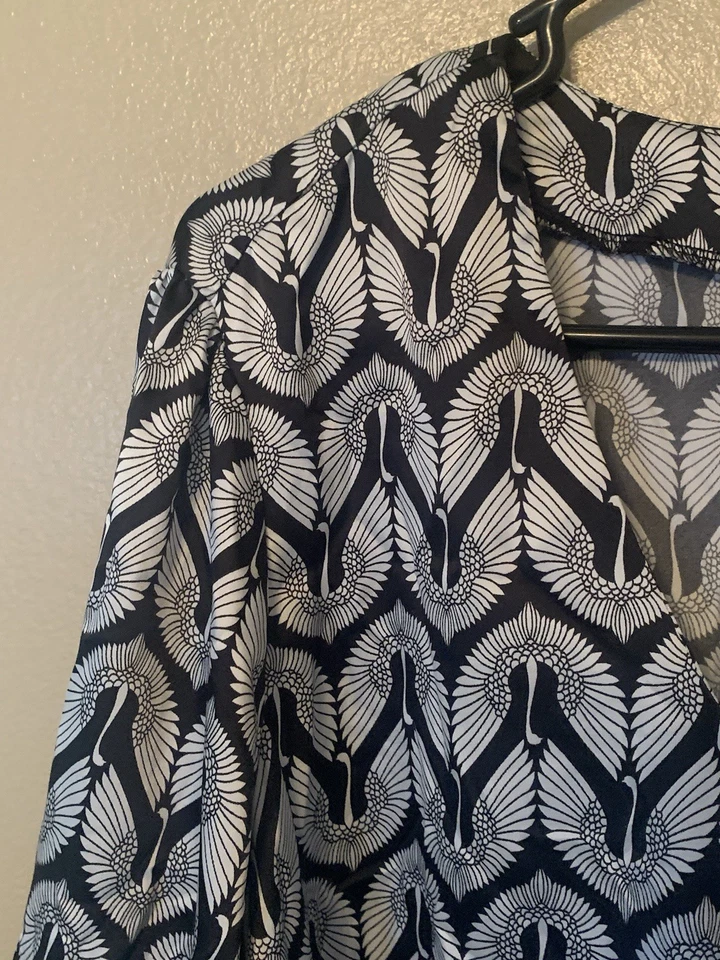 Blusa Seven7 Melissa McCarthy Estampado de Pájaros Cuello en V Talla 2X Foto 2 de 4