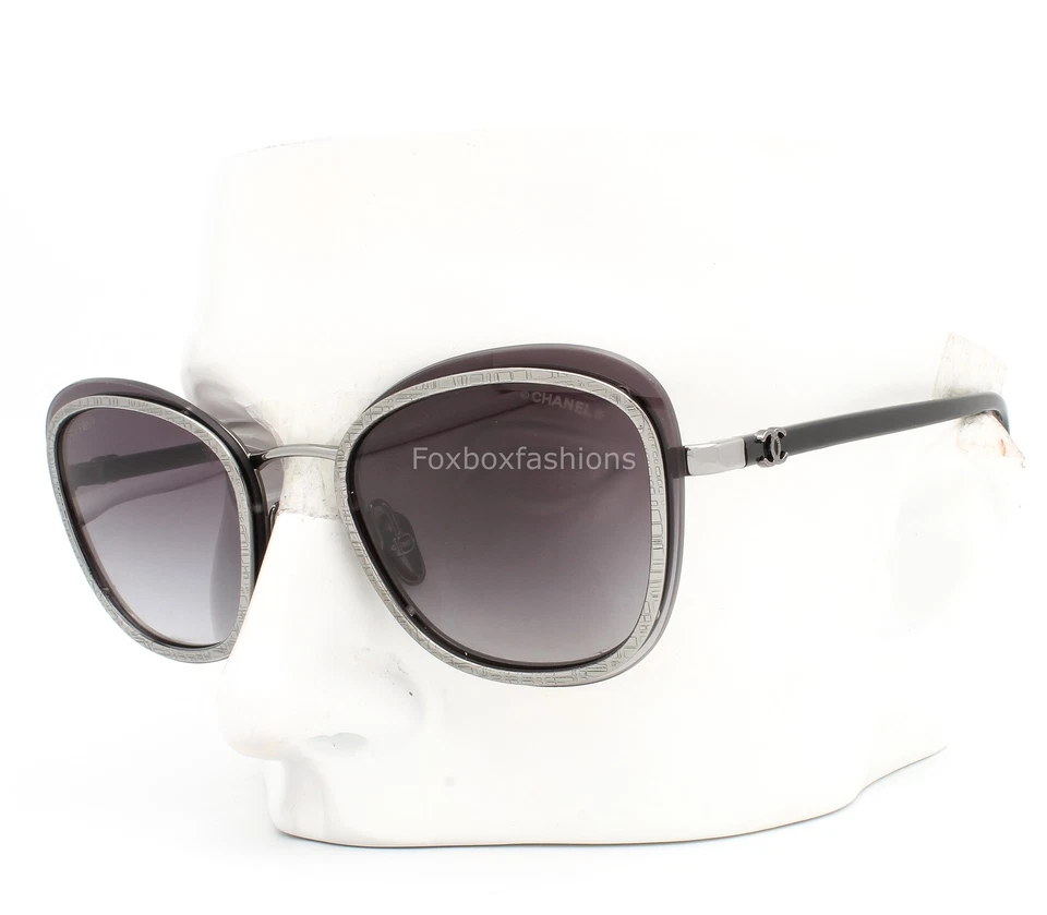 Gafas de sol Chanel ch4264 108/S6 texturizadas Gunmetal plata oscura sobre gris con estuche Foto 3 de 4