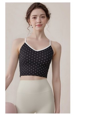 Women's Polka Dot One-Piece Yoga Sports Bra Tank Top Size :M