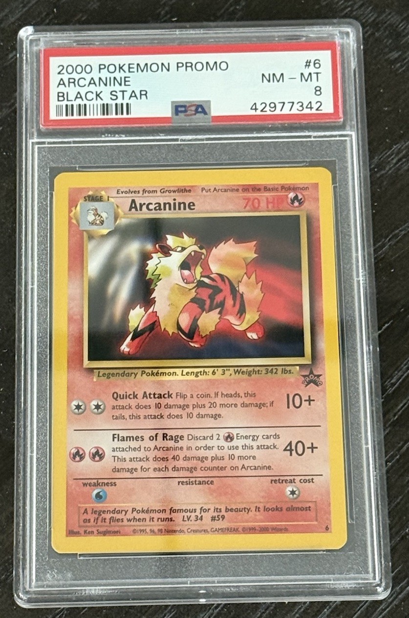 2000 Pokemon Black Star Promo Arcanine #6 Pokemon League PSA 8 NM