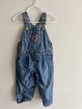 Vintage Flower Embroidered Jean Overalls 18 Month