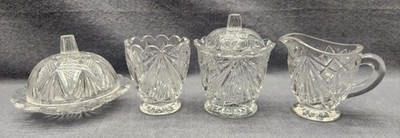 Antique Vtg Cooperative Flint Glass EAPG Rex Child's Table Set Sugar Creamer