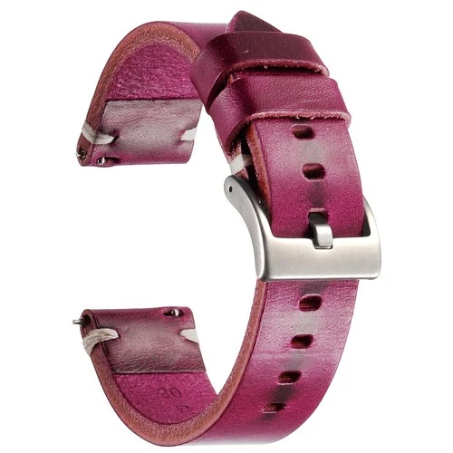 Berfine Genuine Leather Watch Strap,Vintage Handmade Quick Release Watch Band fo
