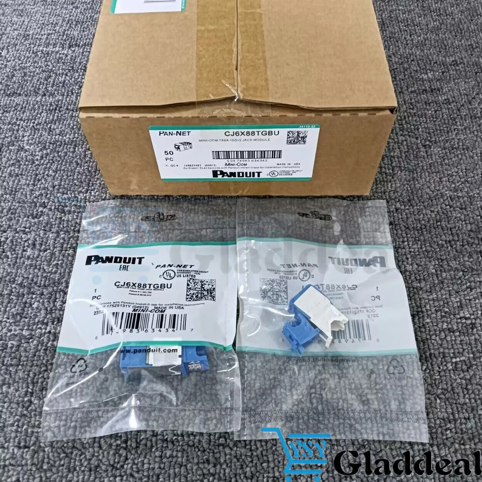 New CJ6X88TGBU (BOX OF 50) For Panduit Cat6a 10 Gig Mini-Com Jack Blue - Image 2 of 4