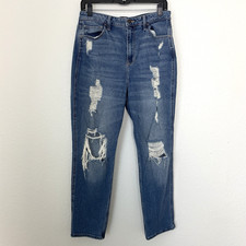 Hollister Women  s Boot Distressed Stretch Jeans Size 11S W30 L25 Medium Wash