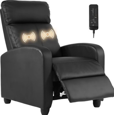 Recliner Sofa Breathable Padded PU Leather Massage Single Sofa Recliners