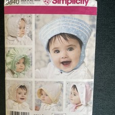 Simplicity 3840 Baby Bonnets Sun Hats Pattern