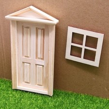 Hands-on Miniature Dollhouses Unpainted Wooden Door And Window For 1 12 Scale