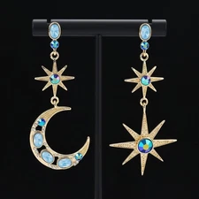 US Seller Betsey Johnson Celestial Moon & Star Drop Earrings